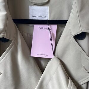 New Avec Les Filles Double-Breasted Pale Sage Maxi Trench Coat Size 2X